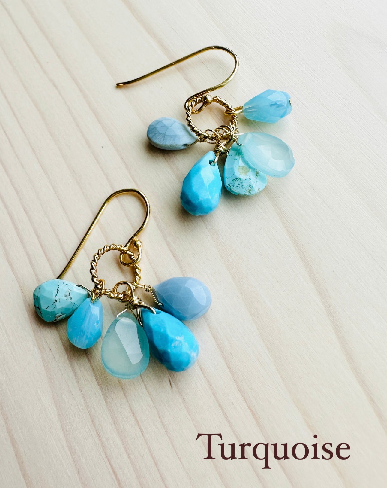 Gemstone Cluster Earrings-Turquoise