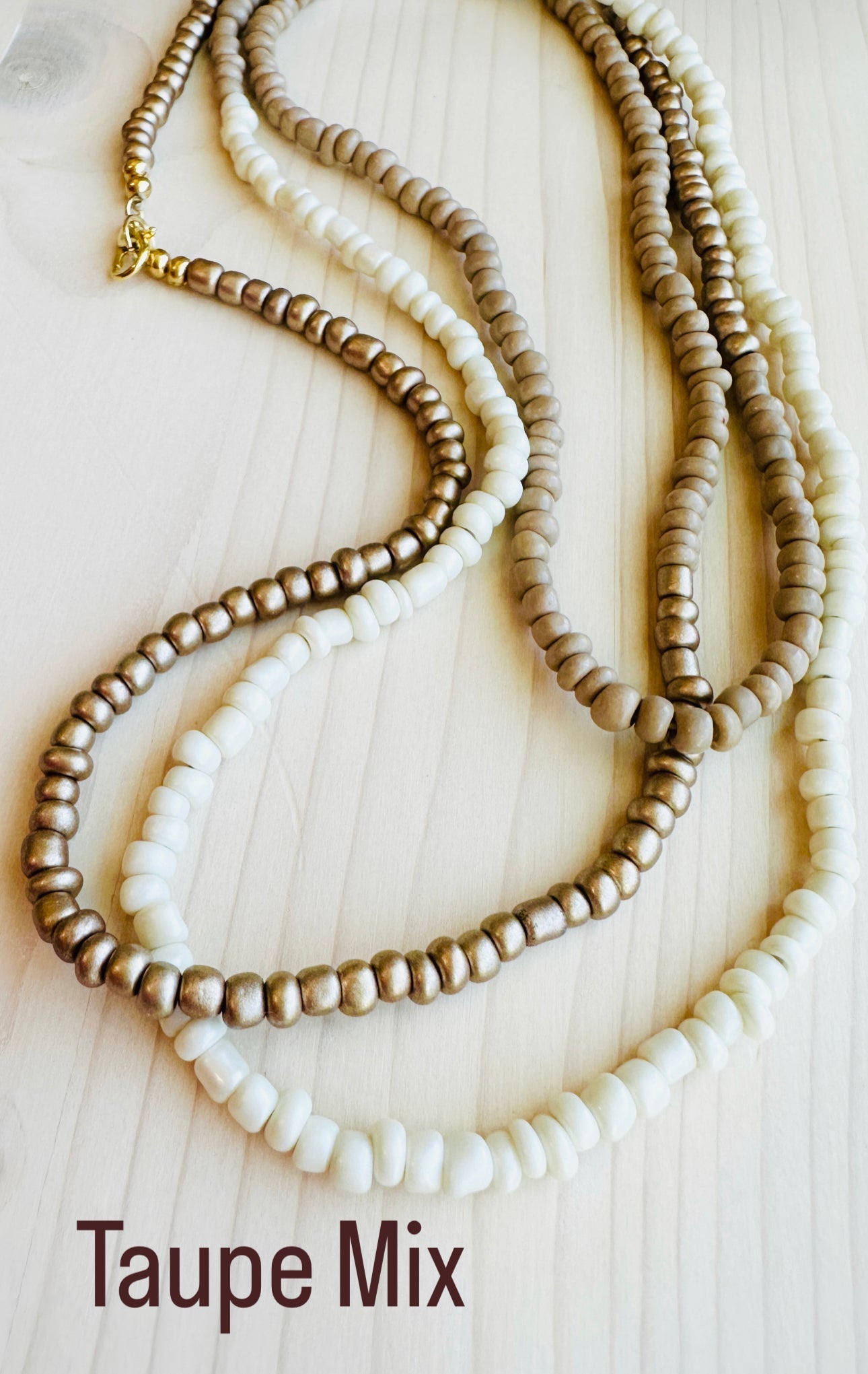 Beaded Wrap Necklace/Bracelet- Taupe Mix