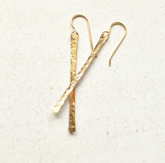 Hammered Bar Earrings that are Handmade in the USA