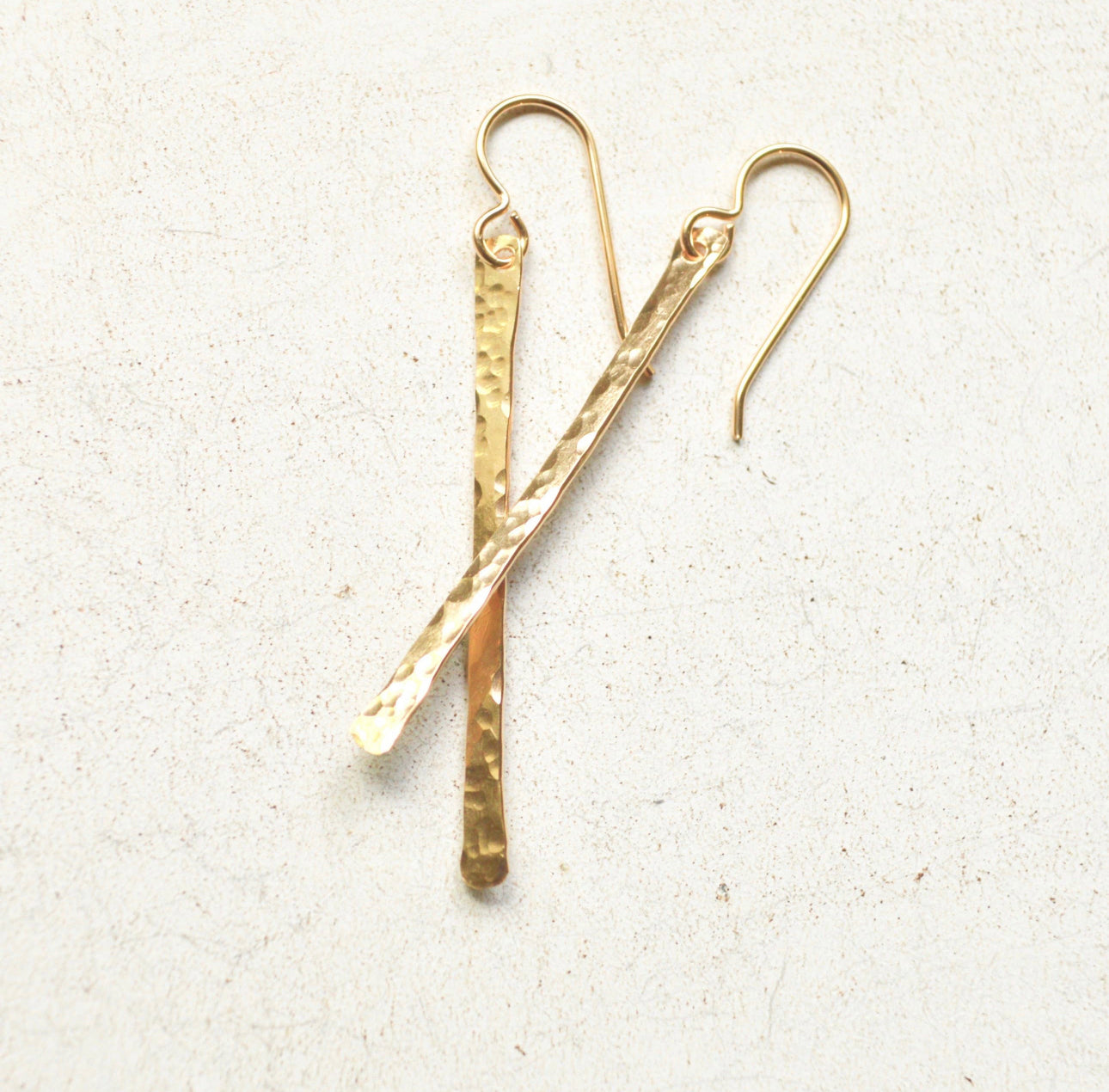 Hammered Bar Earrings that are Handmade in the USA