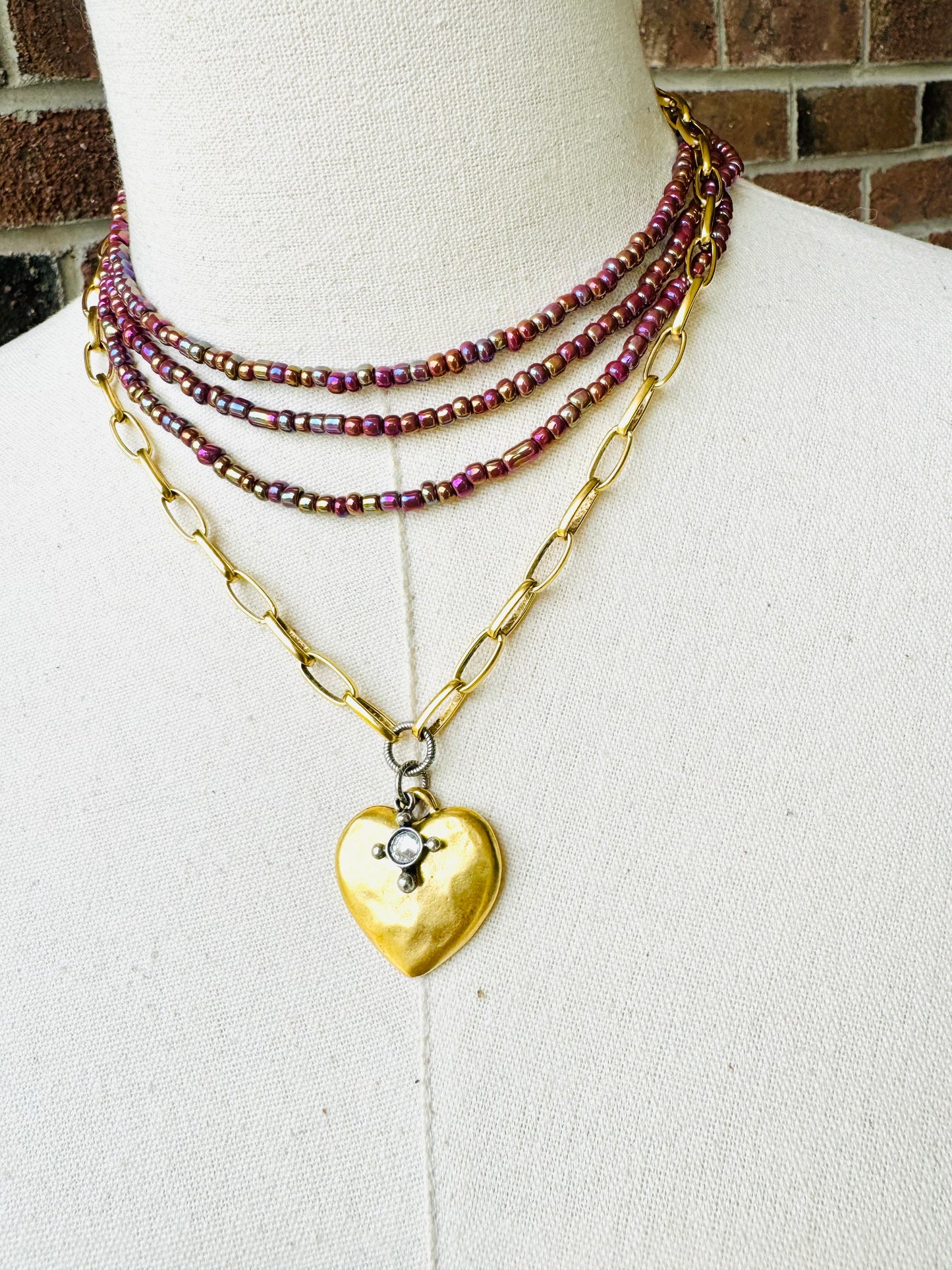 Beaded Wrap Necklace/Bracelet-Iridescent Plum
