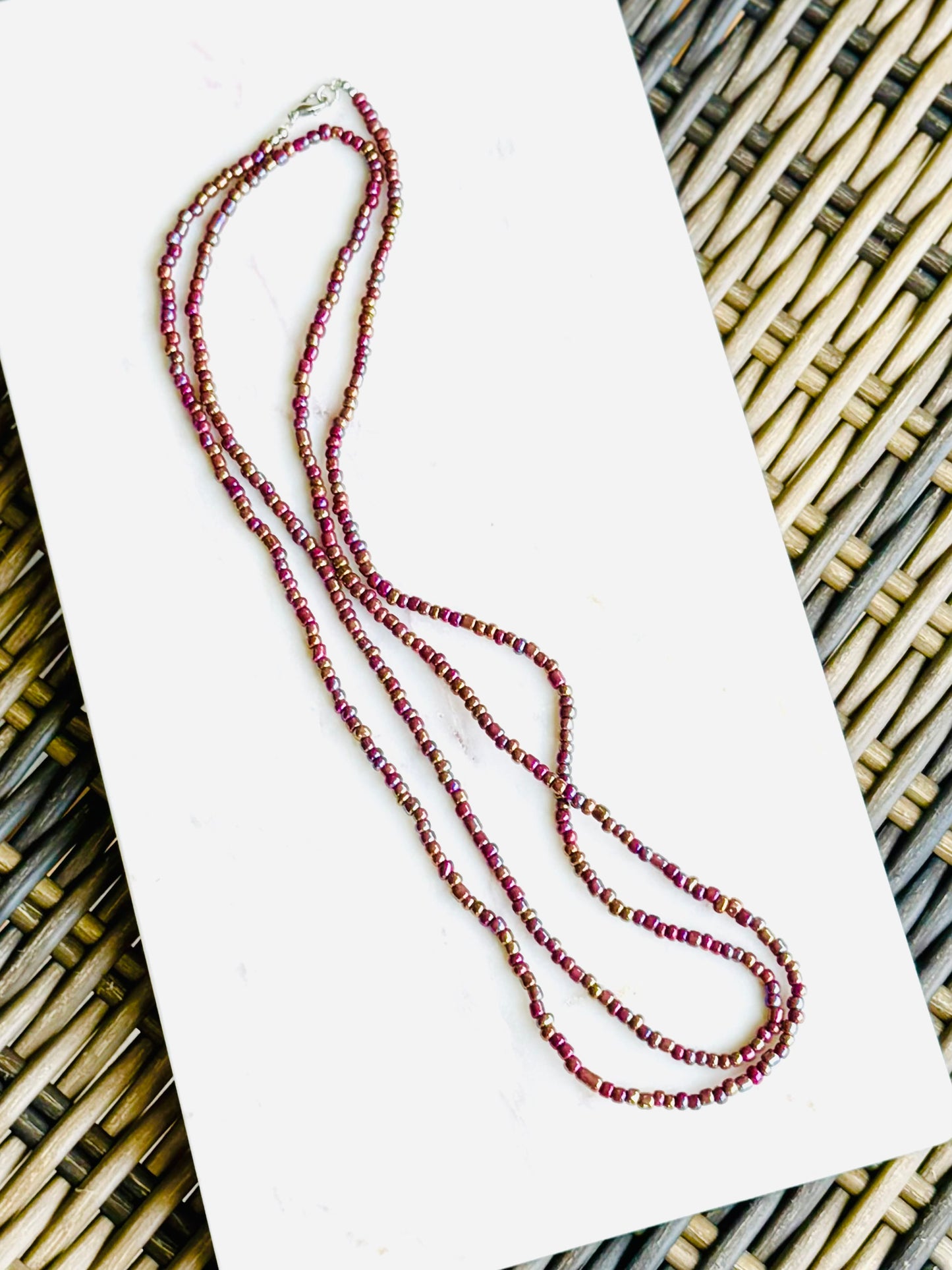Beaded Wrap Necklace/Bracelet-Iridescent Plum