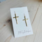 Gold Long Cross Earrings