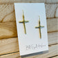 Gold Long Cross Earrings