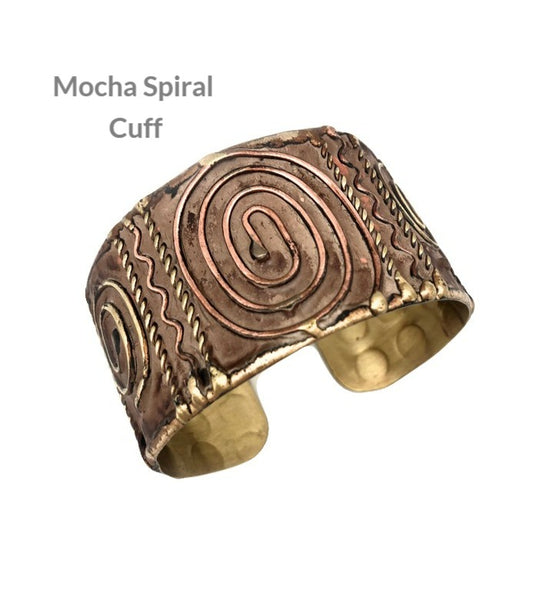Handmade Mocha Spiral Cuff