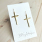 Gold Long Cross Earrings