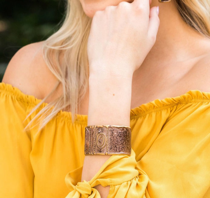 Handmade Mocha Spiral Cuff