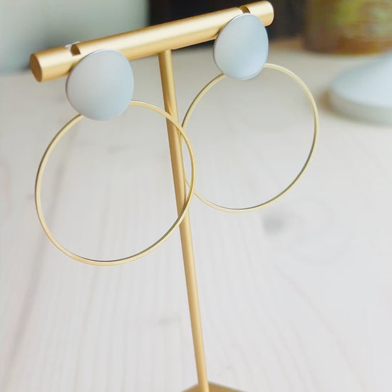 Video of LuLu Earrings Made in the USA on t-shaped display