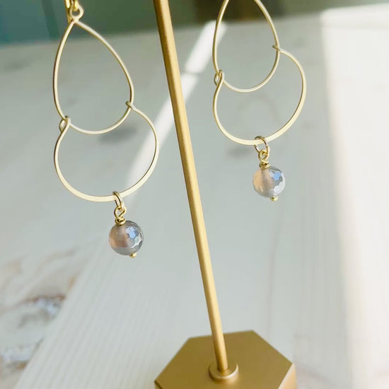Video of Lana Earrings Hand Crafted in the USA displayed on a t-shaped stand