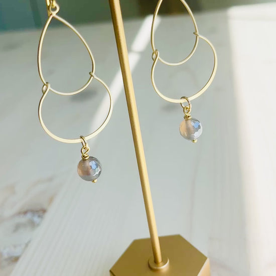 Video of Lana Earrings Hand Crafted in the USA displayed on a t-shaped stand