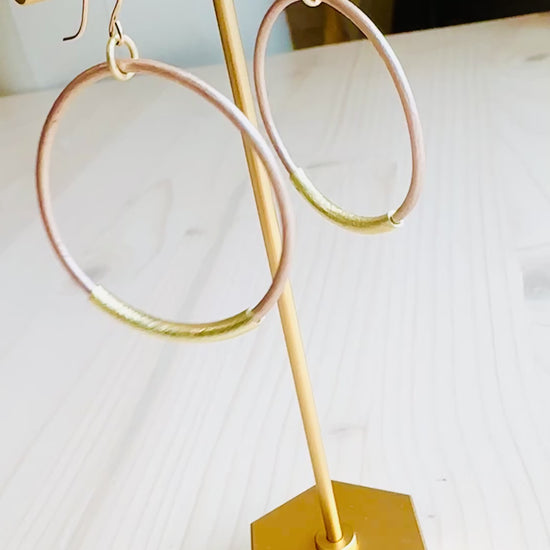 Blush Leather Hoops video Handmade in the USA