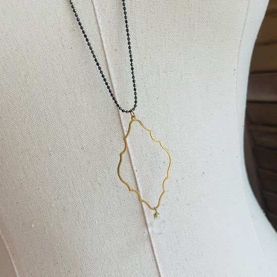 Video of Morocco Necklace Handmade in the USA on mannequin display. 