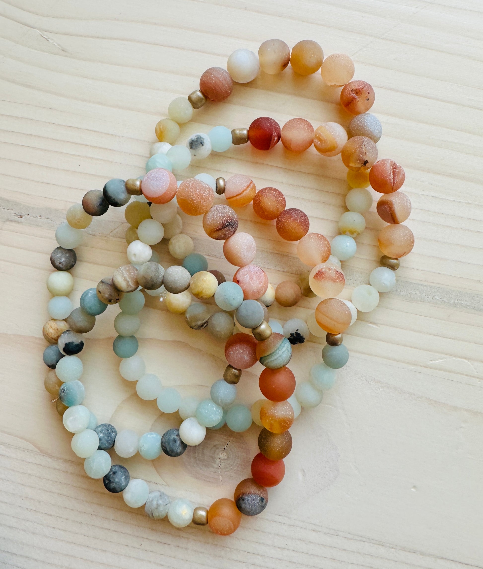 Five Multi Colored Stone Bracelets Handmade in the USA
