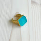Gold Aqua Glass Ring