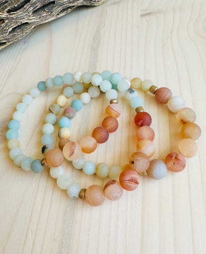 Three Multi Colored Stone Bracelets Handmade in the USA