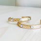 Hammered Gold & White Stone Hoops