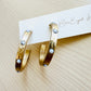 Hammered Gold & White Stone Hoops