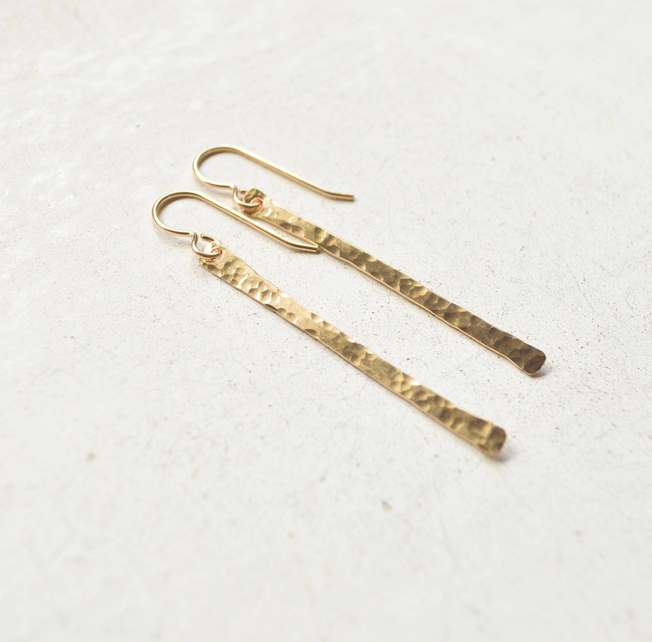 Hammered Bar Earrings that are Handmade in the USA