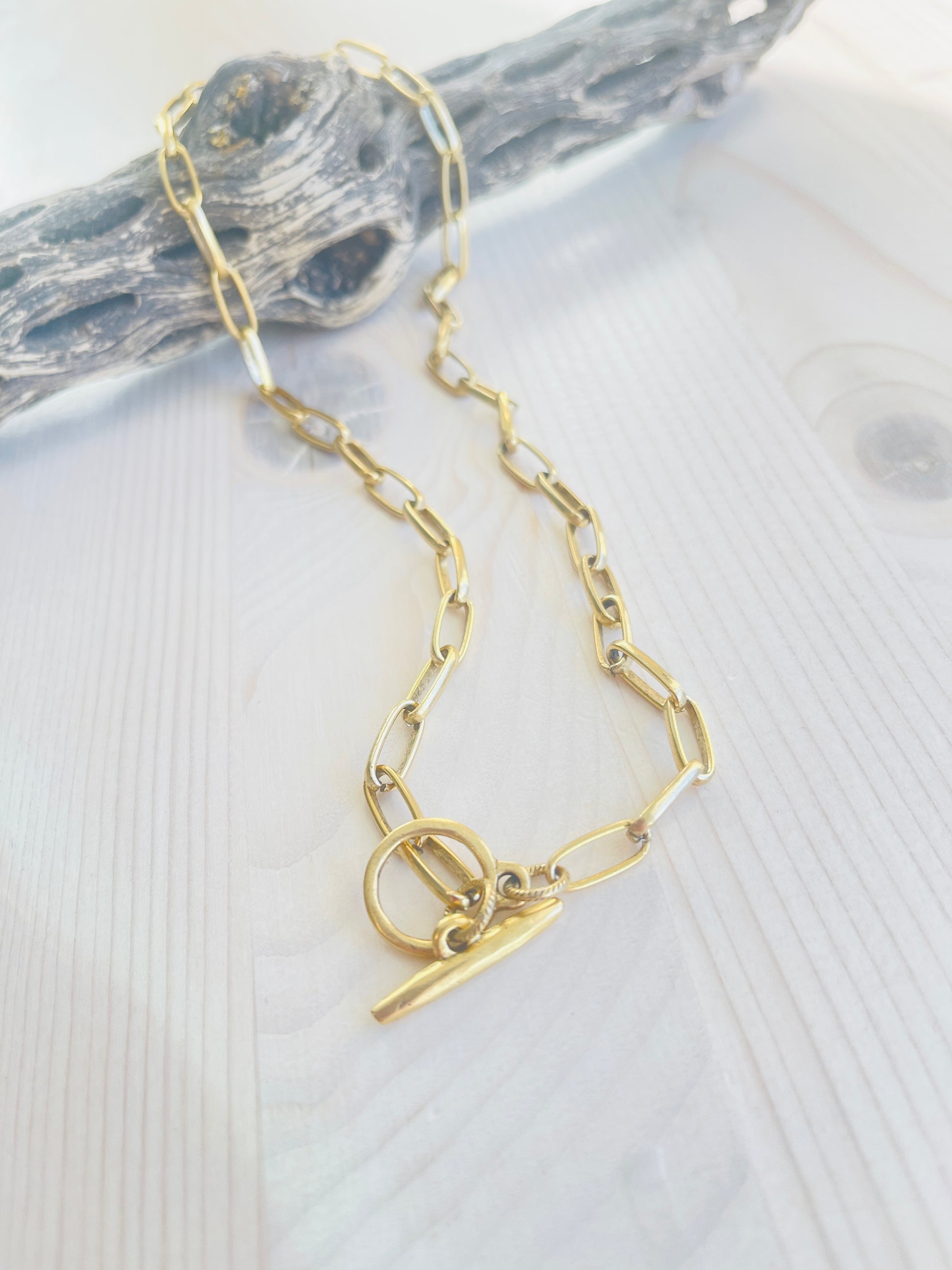 Nan Choker Handmade in the USA on driftwood