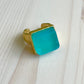 Gold Aqua Glass Ring