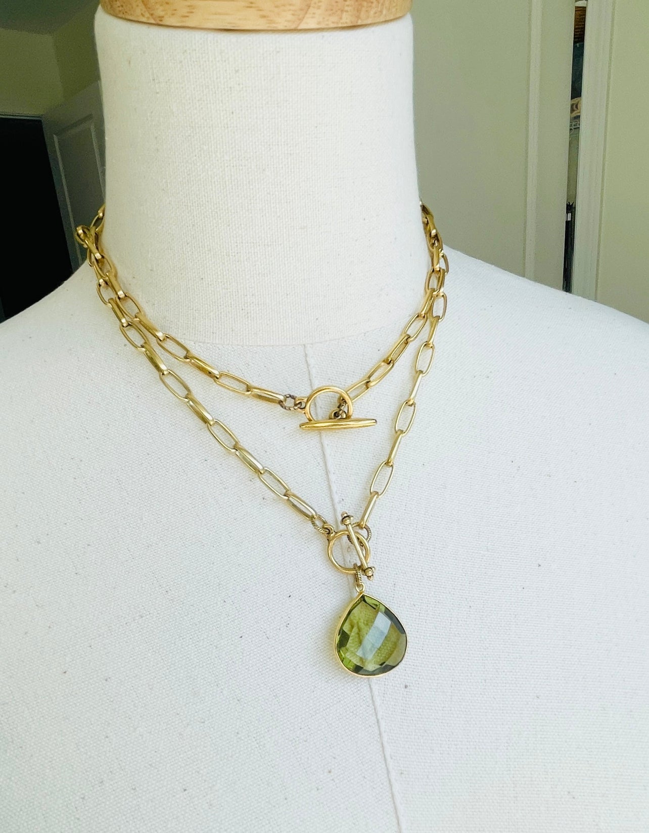 Nan Choker Handmade in the USA on mannequin display with pendant necklace