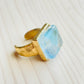 Gold Pastel Mosaic Glass Ring Handmade in the USA