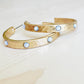 Hammered Gold & White Stone Hoops