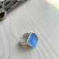 Silver Periwinkle Glass Ring Handmade in the USA.