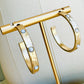Hammered Gold & White Stone Hoops