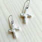 Small Hammered Cross Earrings- Silver