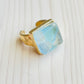Gold Pastel Mosaic Glass Ring Handmade in the USA