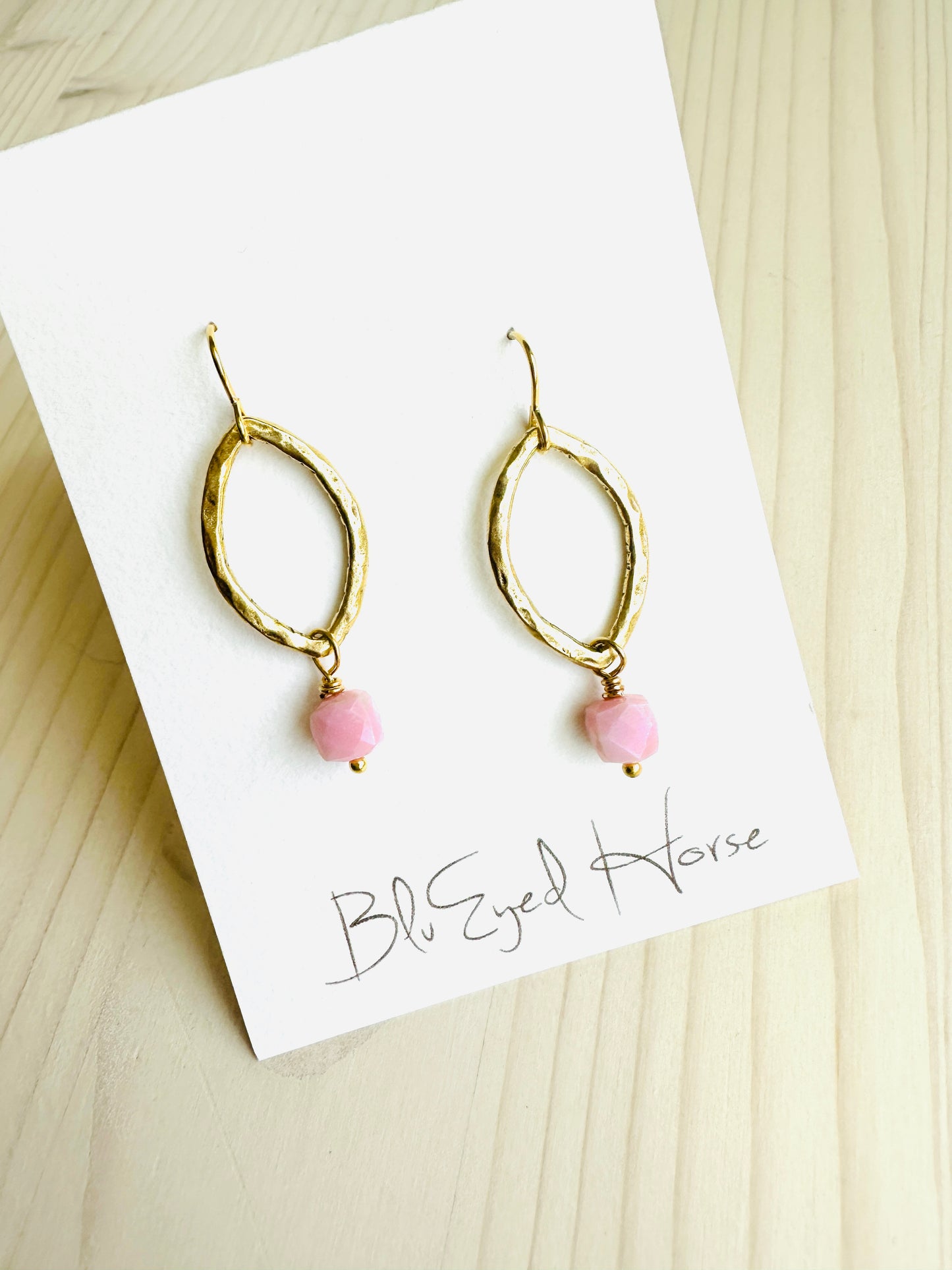 Landon Earrings-Pink Peruvian Opal