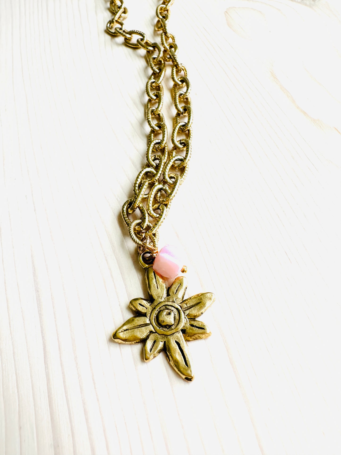 Landon Necklace-Pink Peruvian Opal