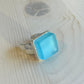 Silver Aqua Glass Ring Handmade in USA.