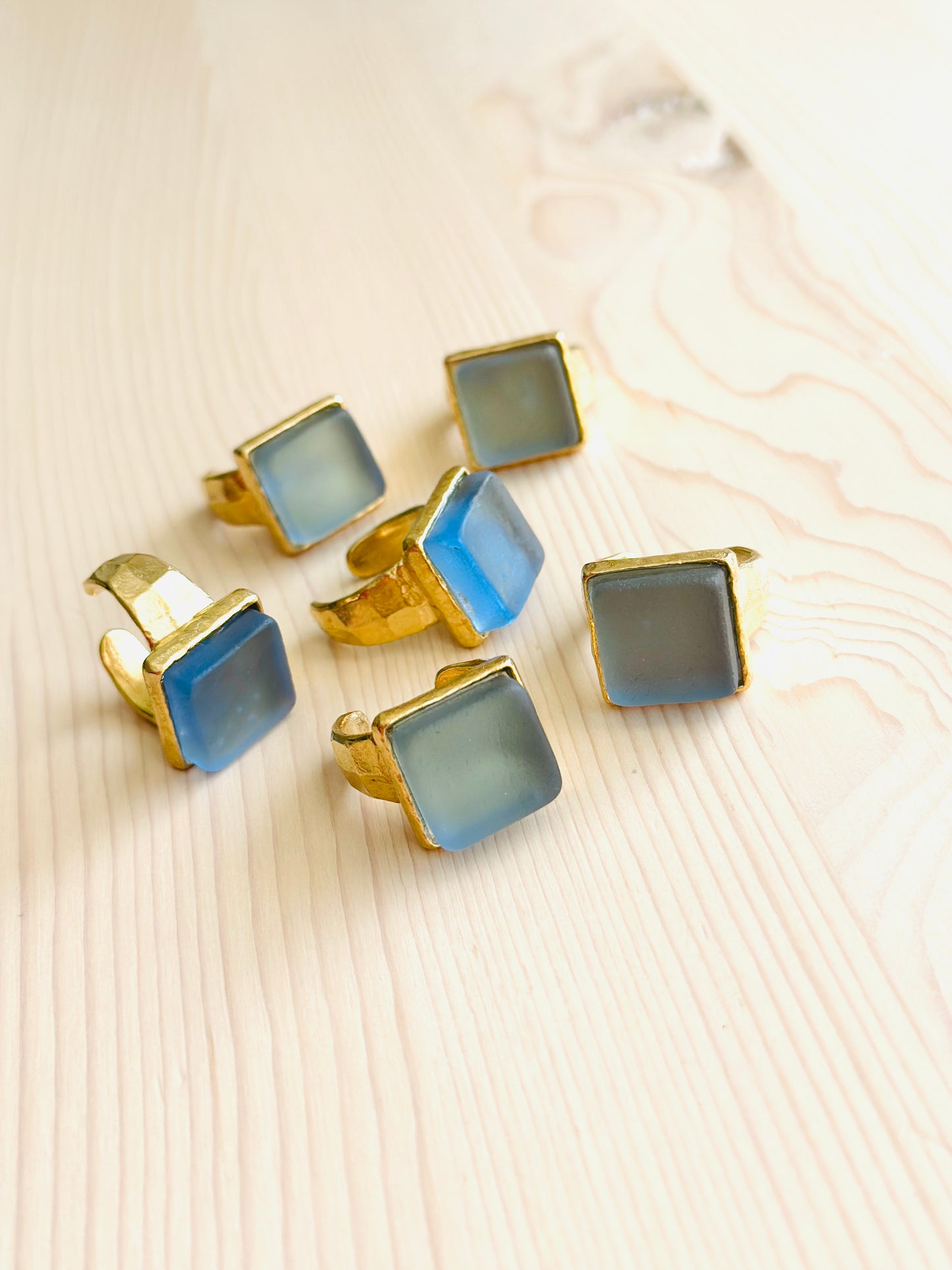 Gold Periwinkle Glass Ring