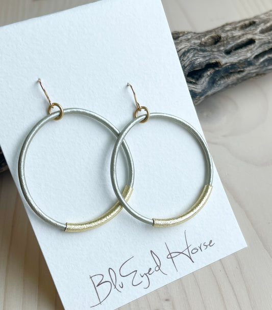 Platinum Leather Hoops