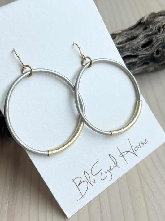 Platinum Leather Hoops