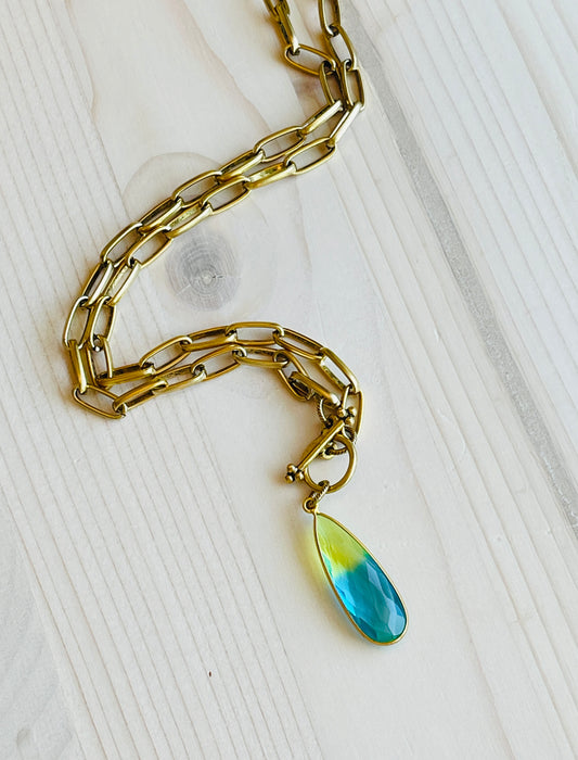 Ocean Quartz Necklace Handmade in the USA.