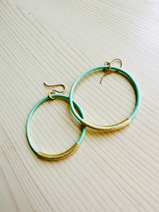 Seafoam Leather Hoops