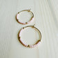 Pale Pink Beaded Hoops