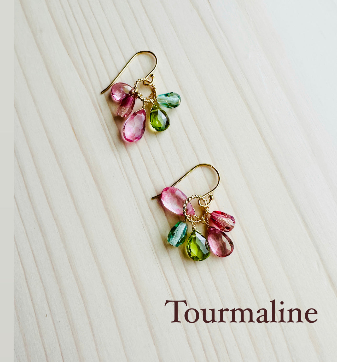 Gemstone Cluster Earrings-Tourmaline