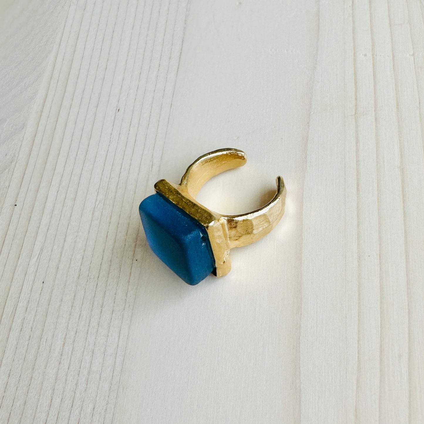 Gold Periwinkle Glass Ring