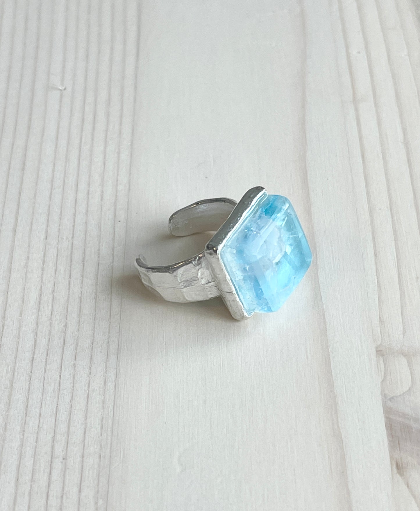 Silver Pastel Mosaic Glass Ring