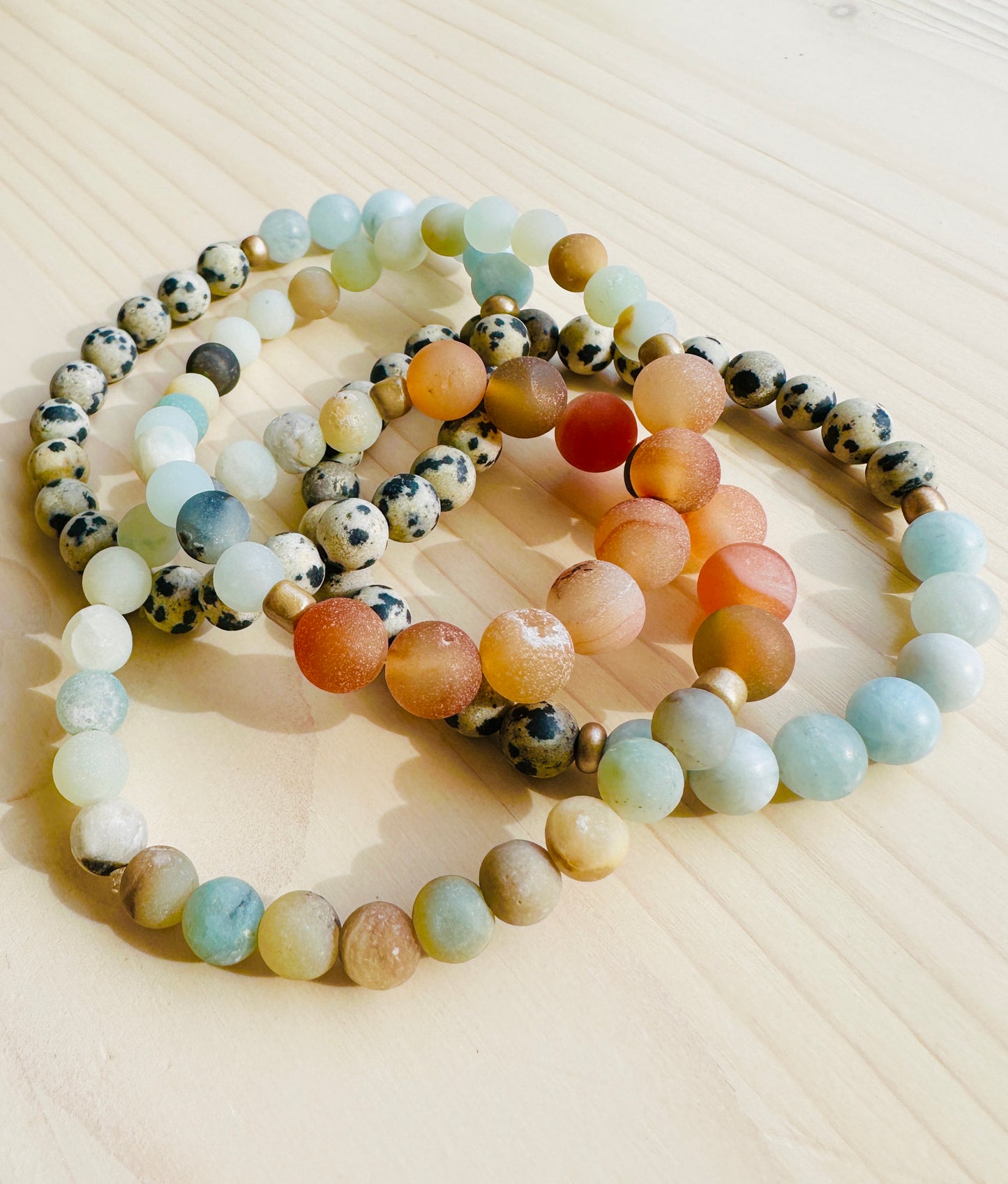 Four Multi Colored Stone Bracelets Handmade in the USA