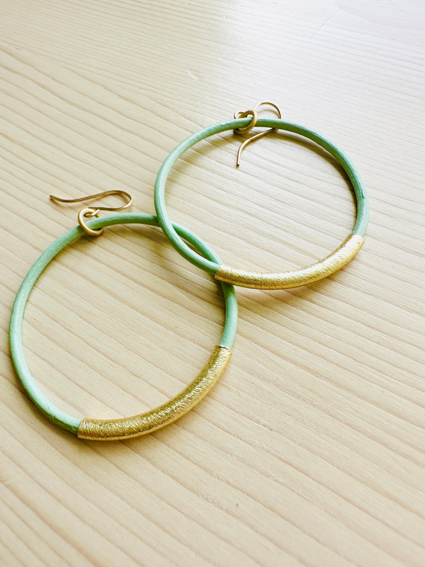 Seafoam Leather Hoops