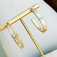 Hammered Gold & White Stone Hoops