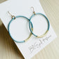 Metallic Light Blue Leather Hoops