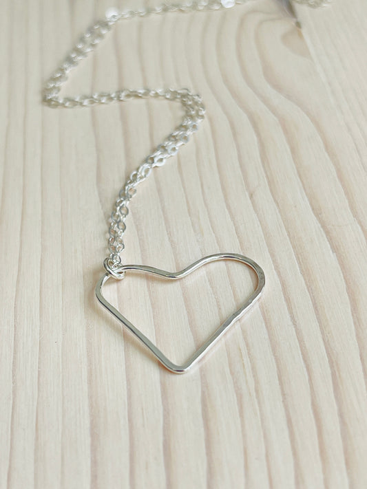 Silver Floating Heart Necklace