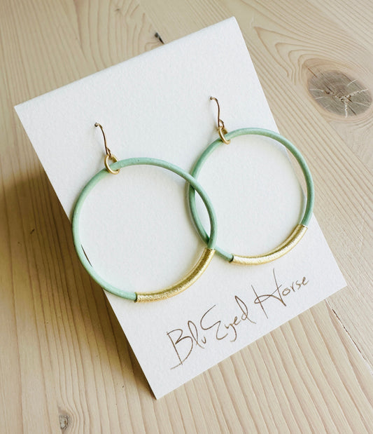 Seafoam Leather Hoops