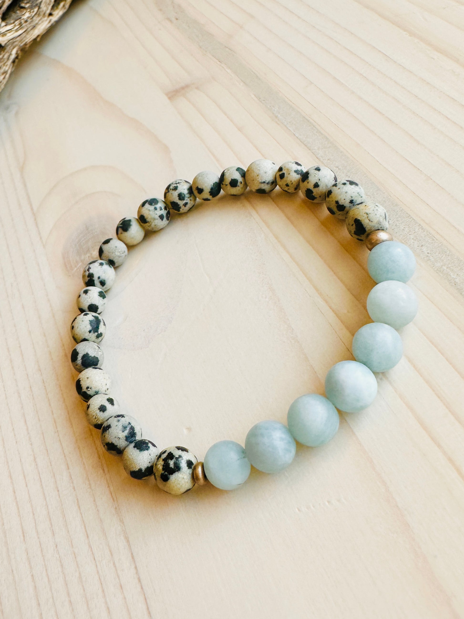 Multi Colored Stone Bracelet with black spots Handmade in the USA